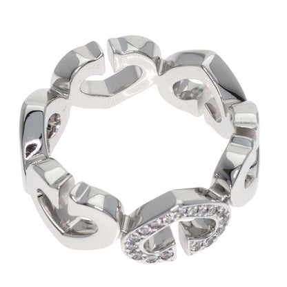 CARTIER C Heart Diamond # 48 Ring K18 White Gold Ladies [Used]