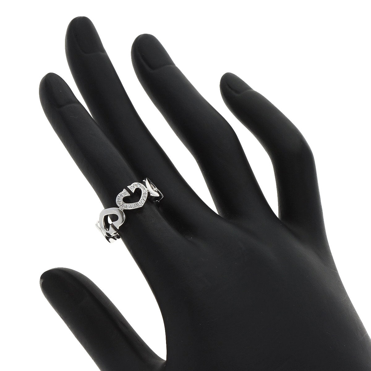 CARTIER C Heart Diamond # 48 Ring K18 White Gold Ladies [Used]