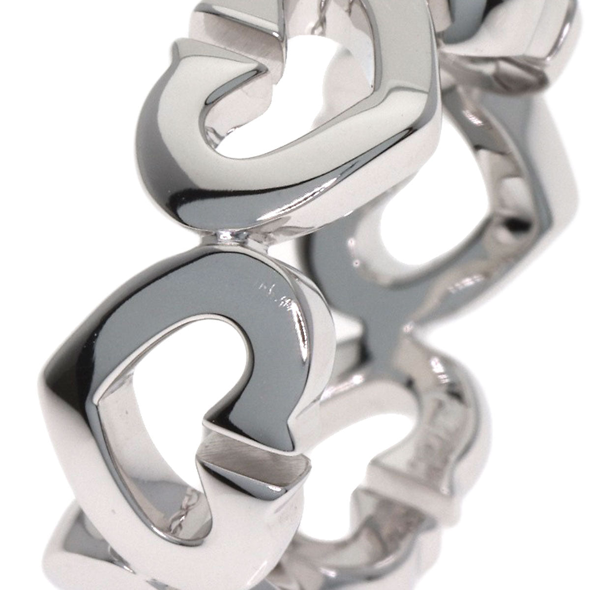 CARTIER C Heart Diamond # 48 Ring K18 White Gold Ladies [Used]