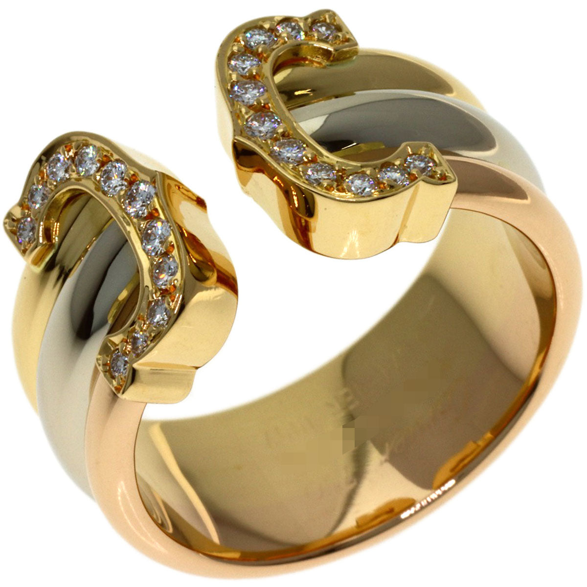 CARTIER 2C ring LM Diamond # 49 Ring K18 Yellow Gold K18 White GoldLadies [Used]