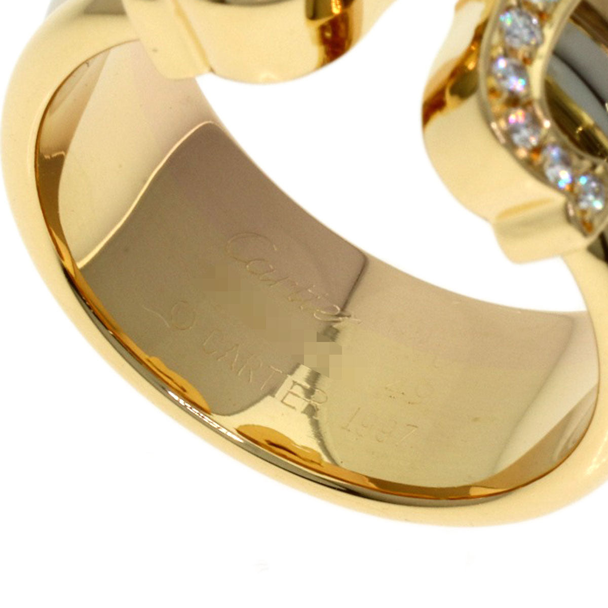 CARTIER 2C ring LM Diamond # 49 Ring K18 Yellow Gold K18 White GoldLadies [Used]