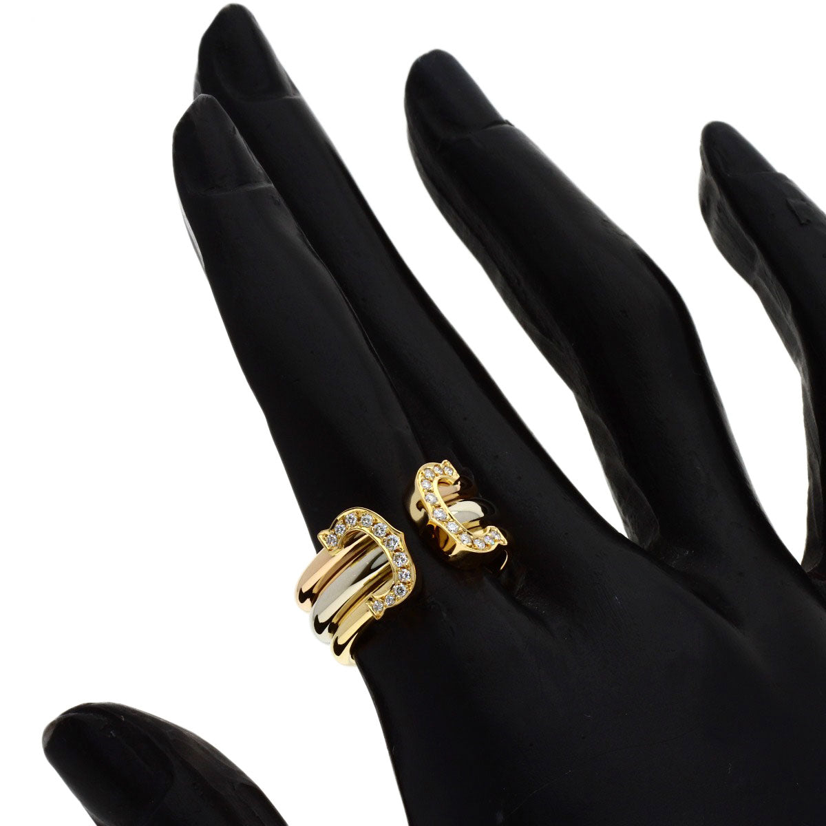 CARTIER 2C ring LM Diamond # 49 Ring K18 Yellow Gold K18 White GoldLadies [Used]