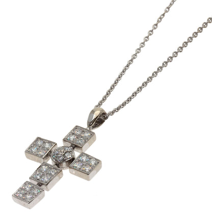 BVLGARI Lucia Latin Cross Diamond Necklace K18 White Gold Ladies [Used]