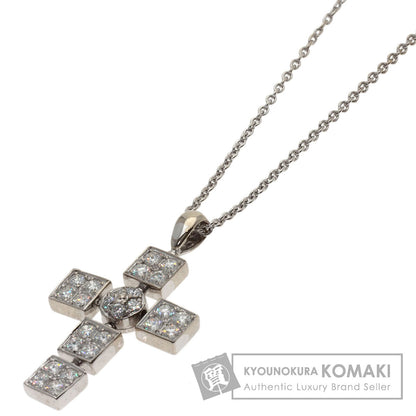 BVLGARI Lucia Latin Cross Diamond Necklace K18 White Gold Ladies [Used]
