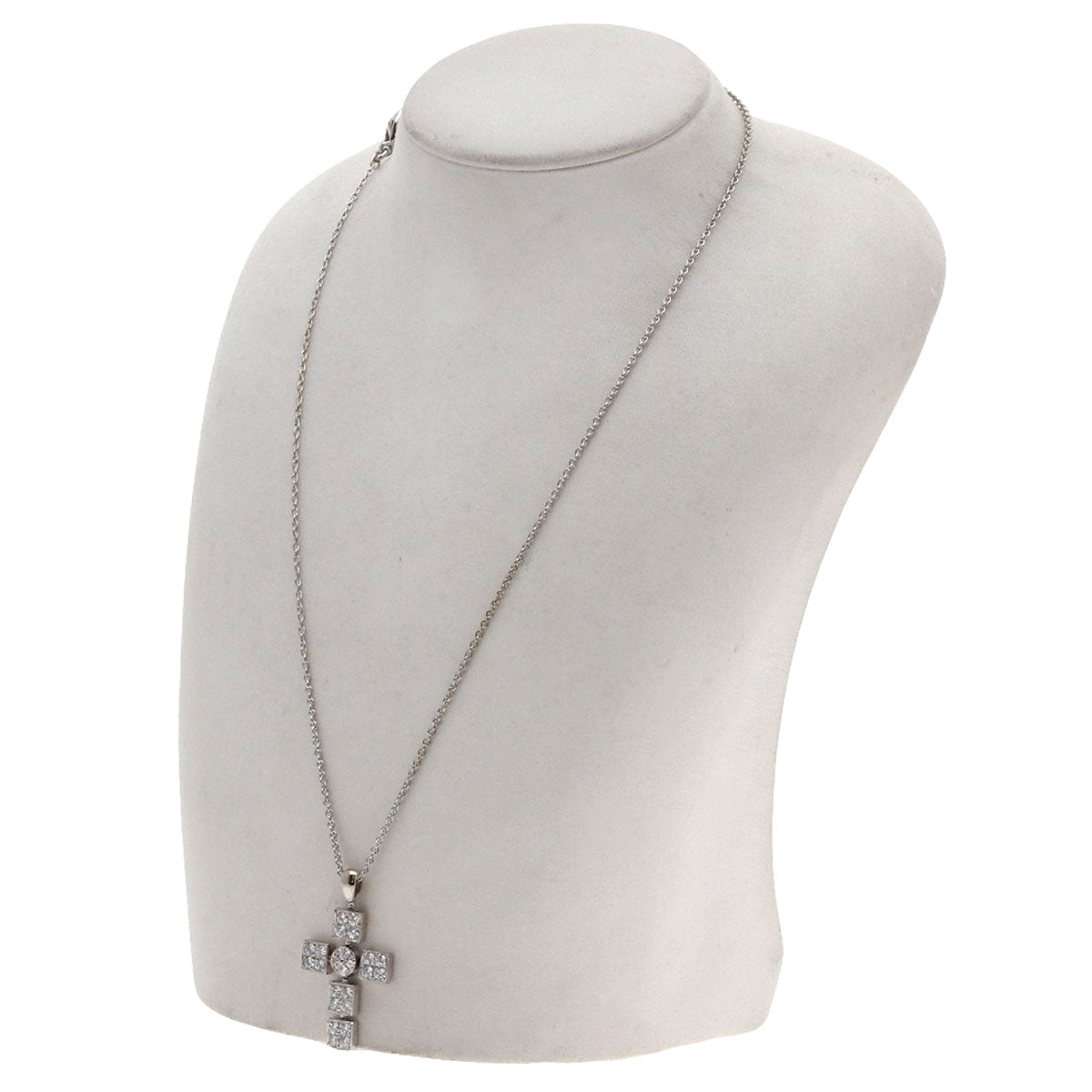 BVLGARI Lucia Latin Cross Diamond Necklace K18 White Gold Ladies [Used]