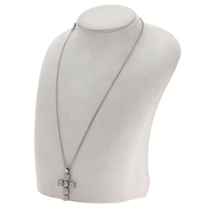 BVLGARI Lucia Latin Cross Diamond Necklace K18 White Gold Ladies [Used]