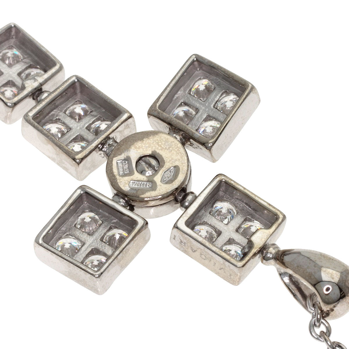 BVLGARI Lucia Latin Cross Diamond Necklace K18 White Gold Ladies [Used]