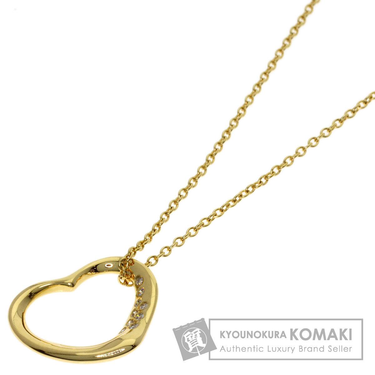 TIFFANY&Co. Open Heart Diamond Necklace K18 Yellow Gold Ladies [Used]