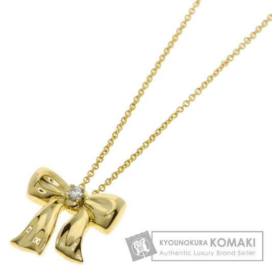 TIFFANY&Co. Ribbon 1P Diamond Necklace K18 Yellow Gold Ladies [Used]