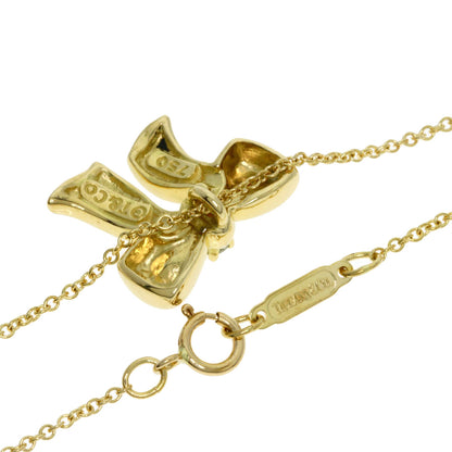 TIFFANY&Co. Ribbon 1P Diamond Necklace K18 Yellow Gold Ladies [Used]