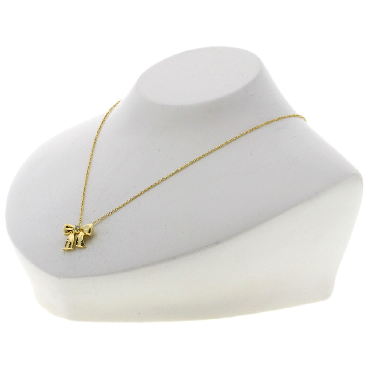 TIFFANY&Co. Ribbon 1P Diamond Necklace K18 Yellow Gold Ladies [Used]