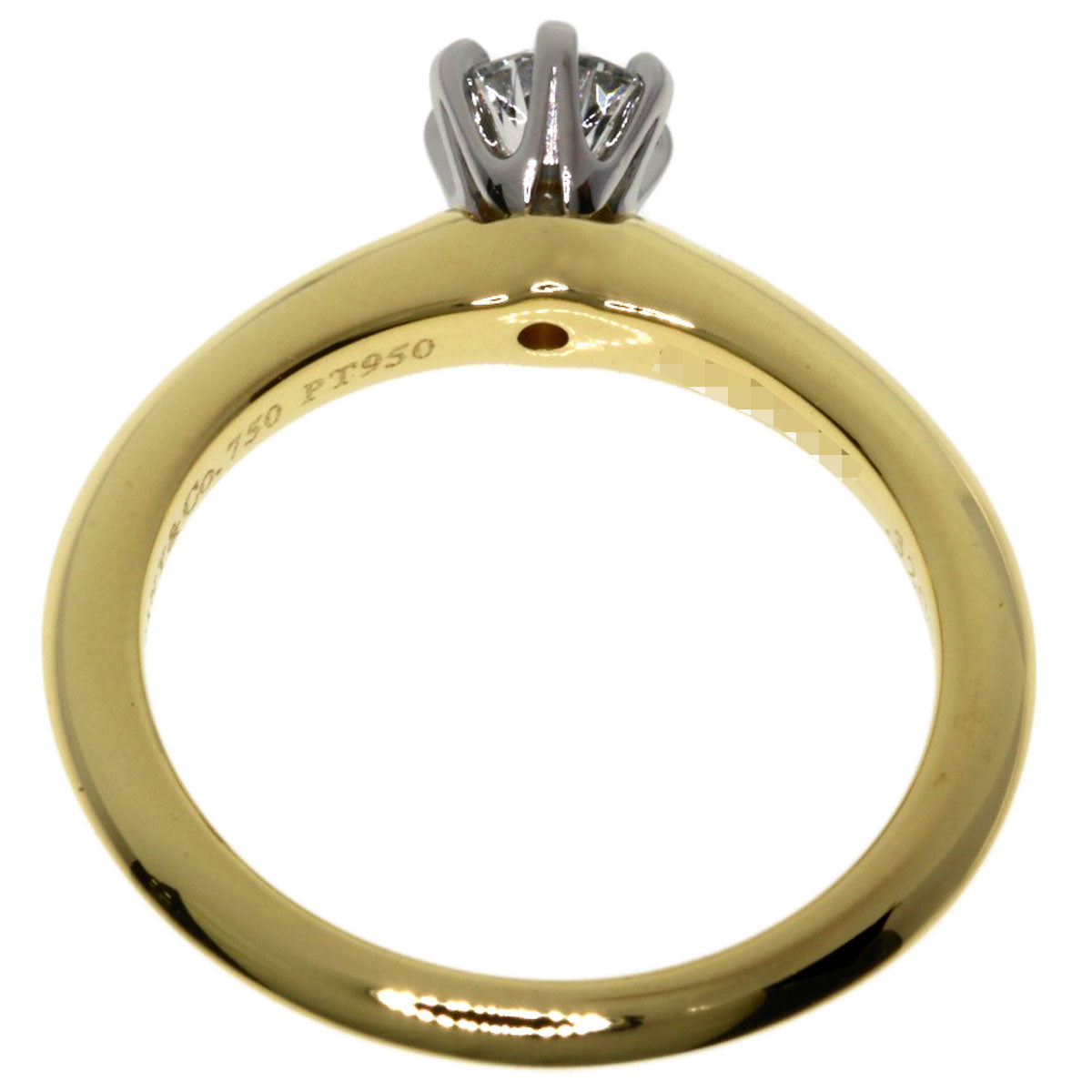 TIFFANY&Co. Solitaire Diamond Ring K18 Yellow Gold PT950Ladies [Used]
