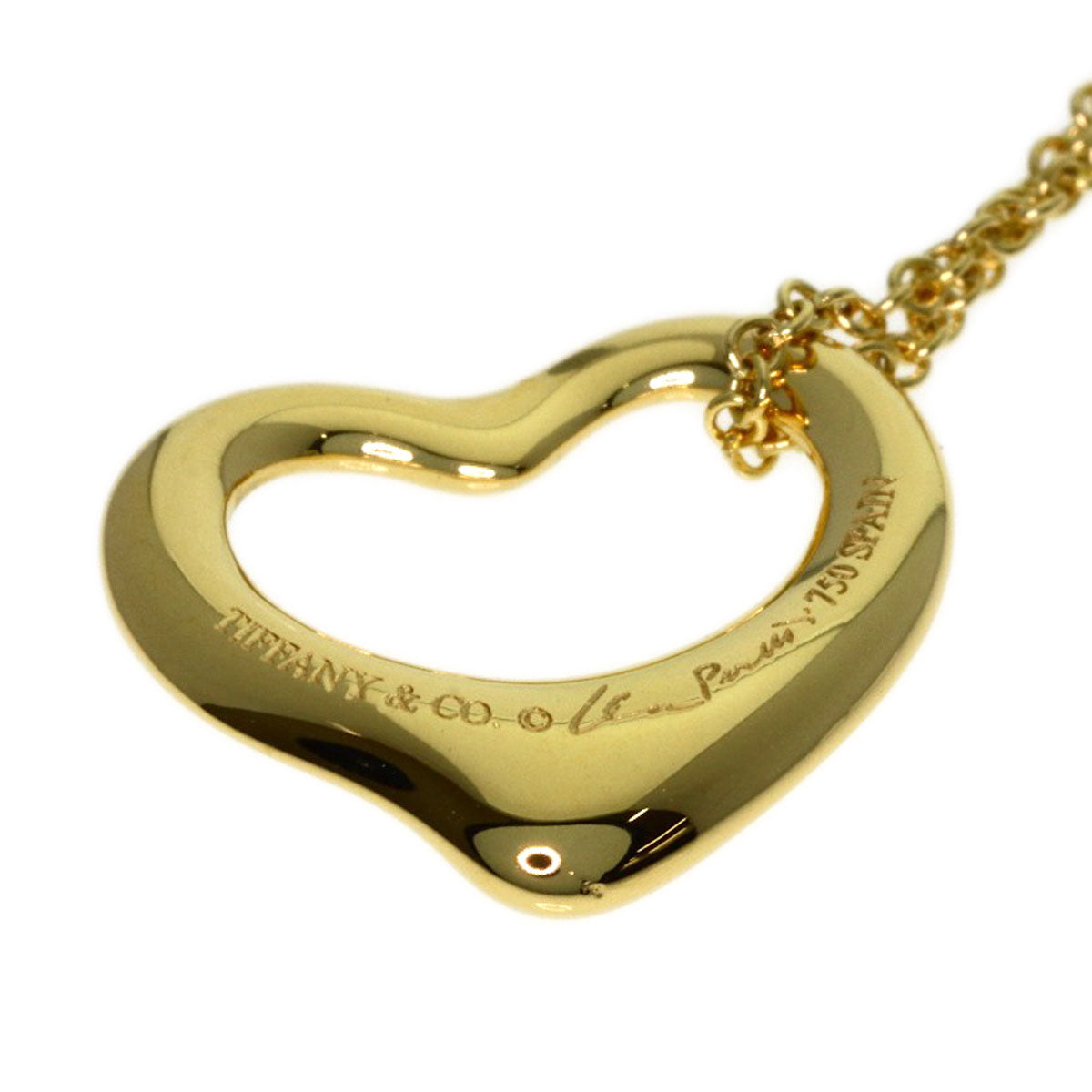 TIFFANY&Co. Open heart Necklace K18 Yellow Gold Ladies [Used]
