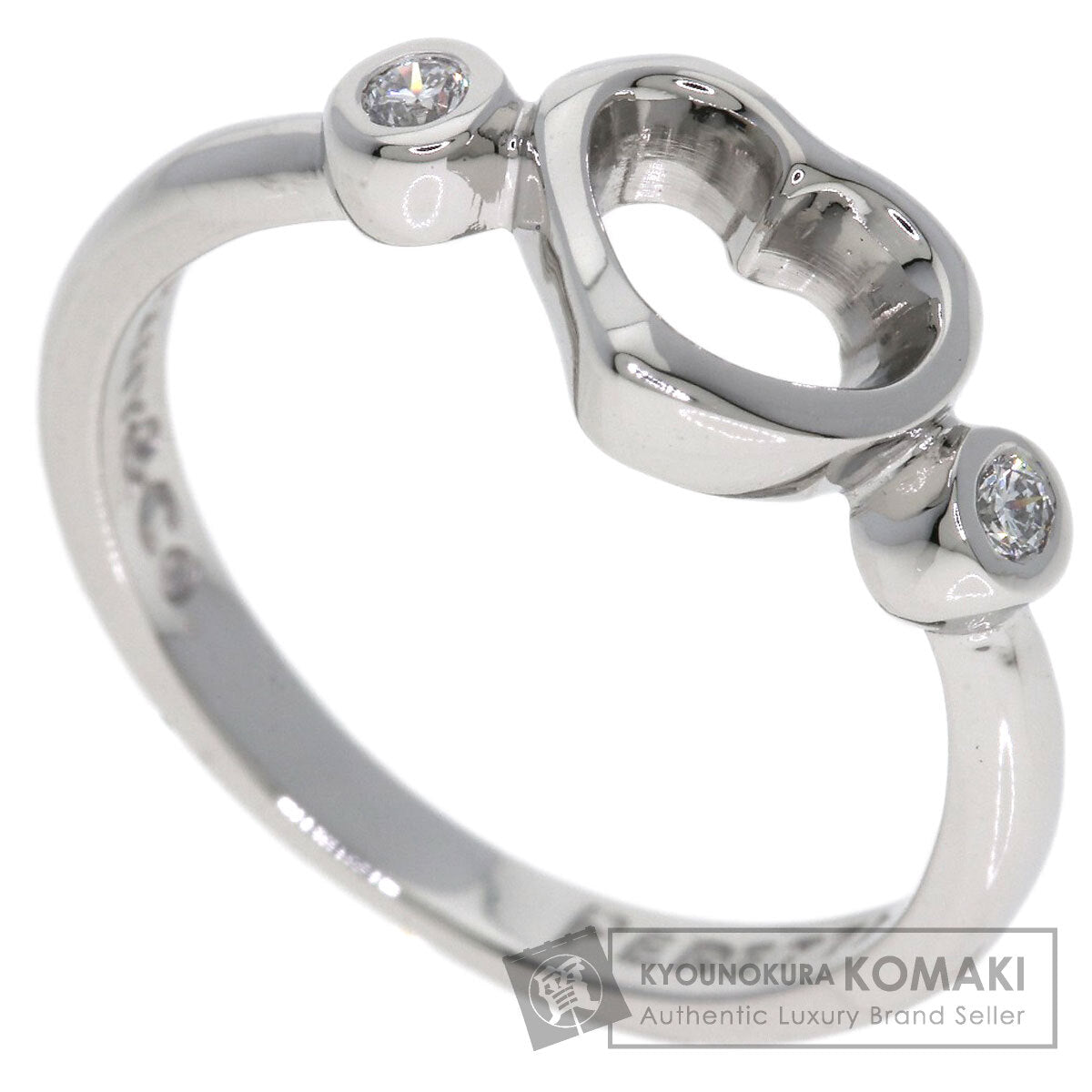 TIFFANY&Co. Open Heart 2P Diamond Ring Platinum PT950 Ladies [Used]