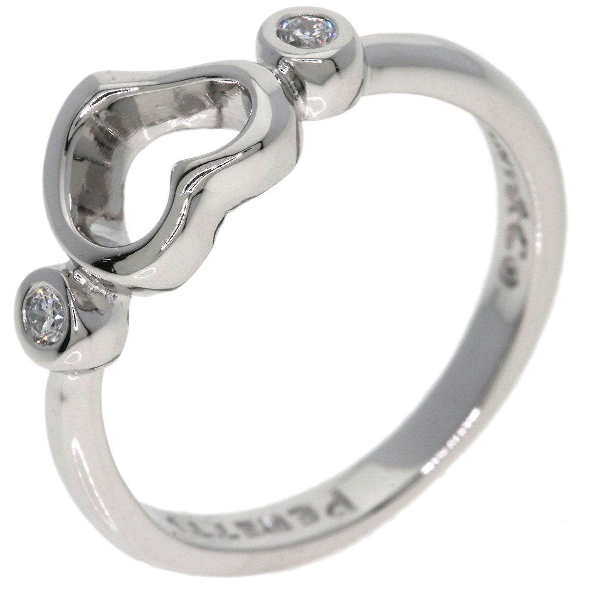 TIFFANY&Co. Open Heart 2P Diamond Ring Platinum PT950 Ladies [Used]