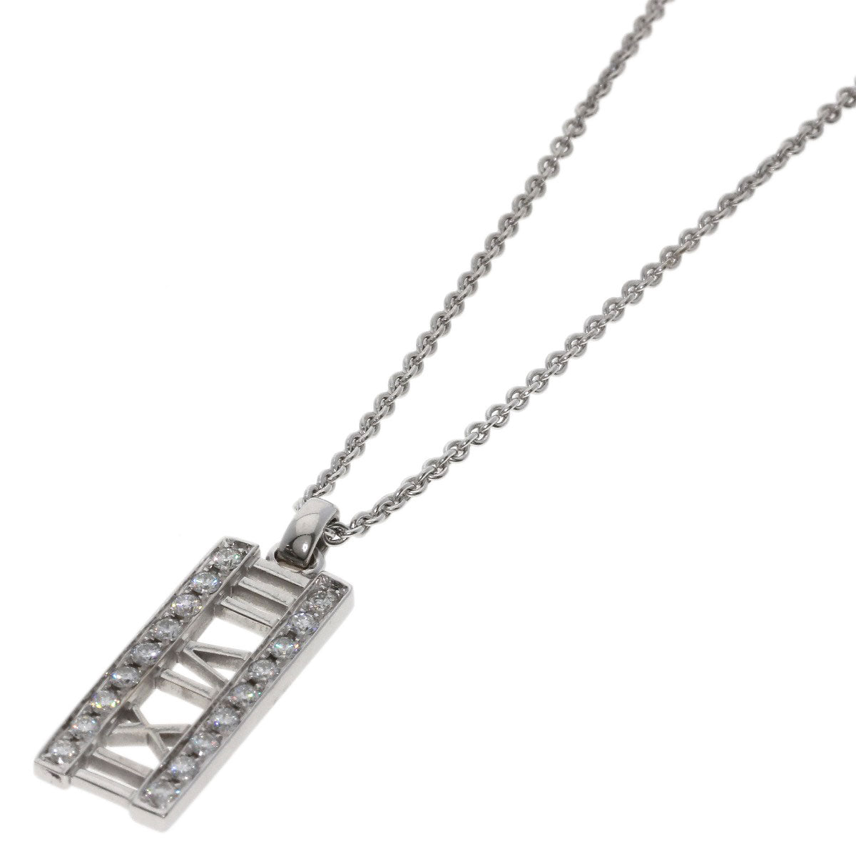 TIFFANY&Co. Atlas bar Diamond Necklace K18 White Gold Ladies [Used]
