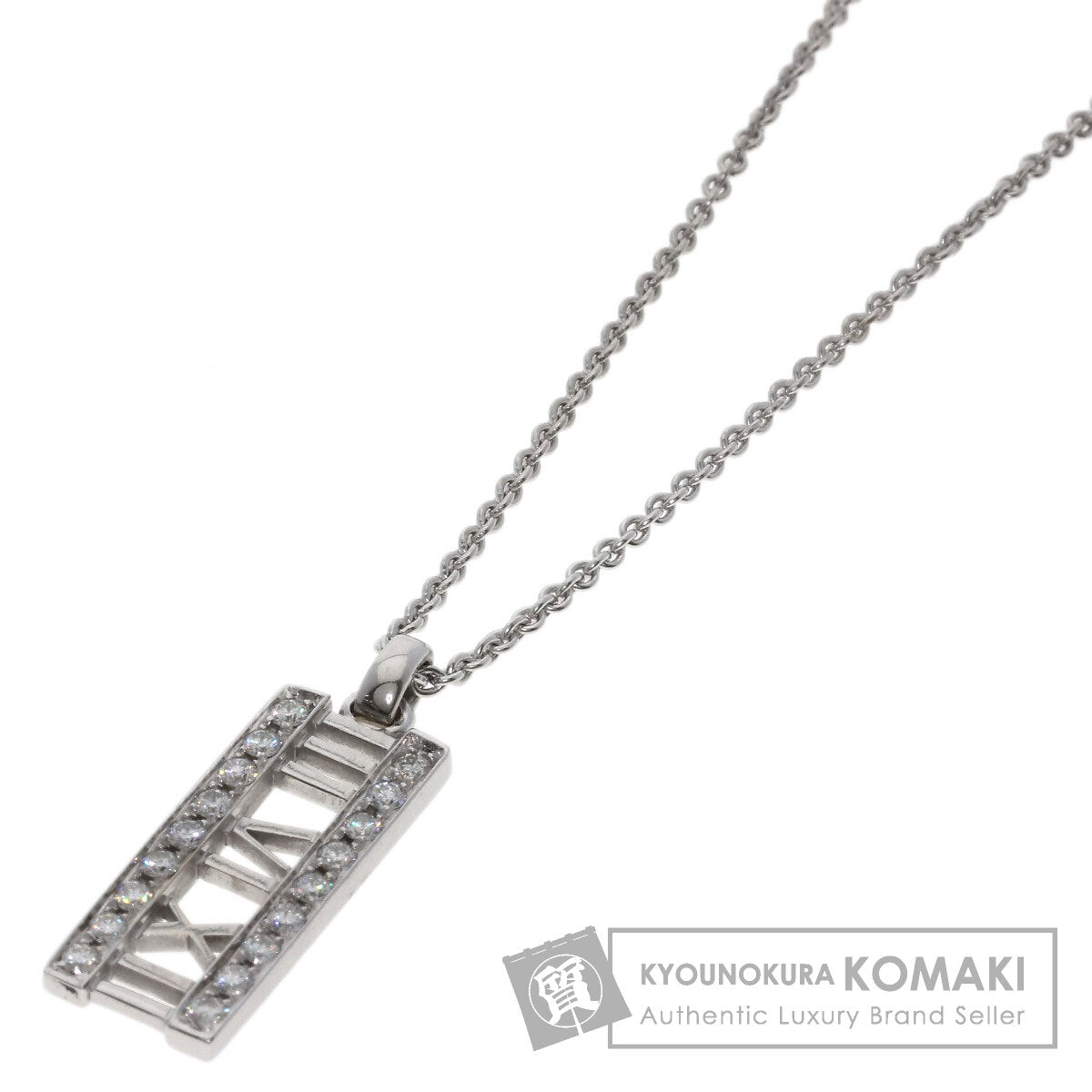 TIFFANY&Co. Atlas bar Diamond Necklace K18 White Gold Ladies [Used]