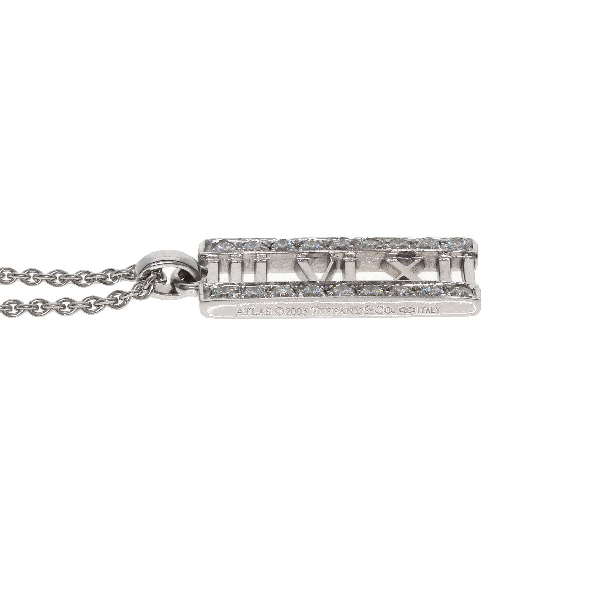 TIFFANY&Co. Atlas bar Diamond Necklace K18 White Gold Ladies [Used]