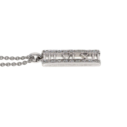 TIFFANY&Co. Atlas bar Diamond Necklace K18 White Gold Ladies [Used]