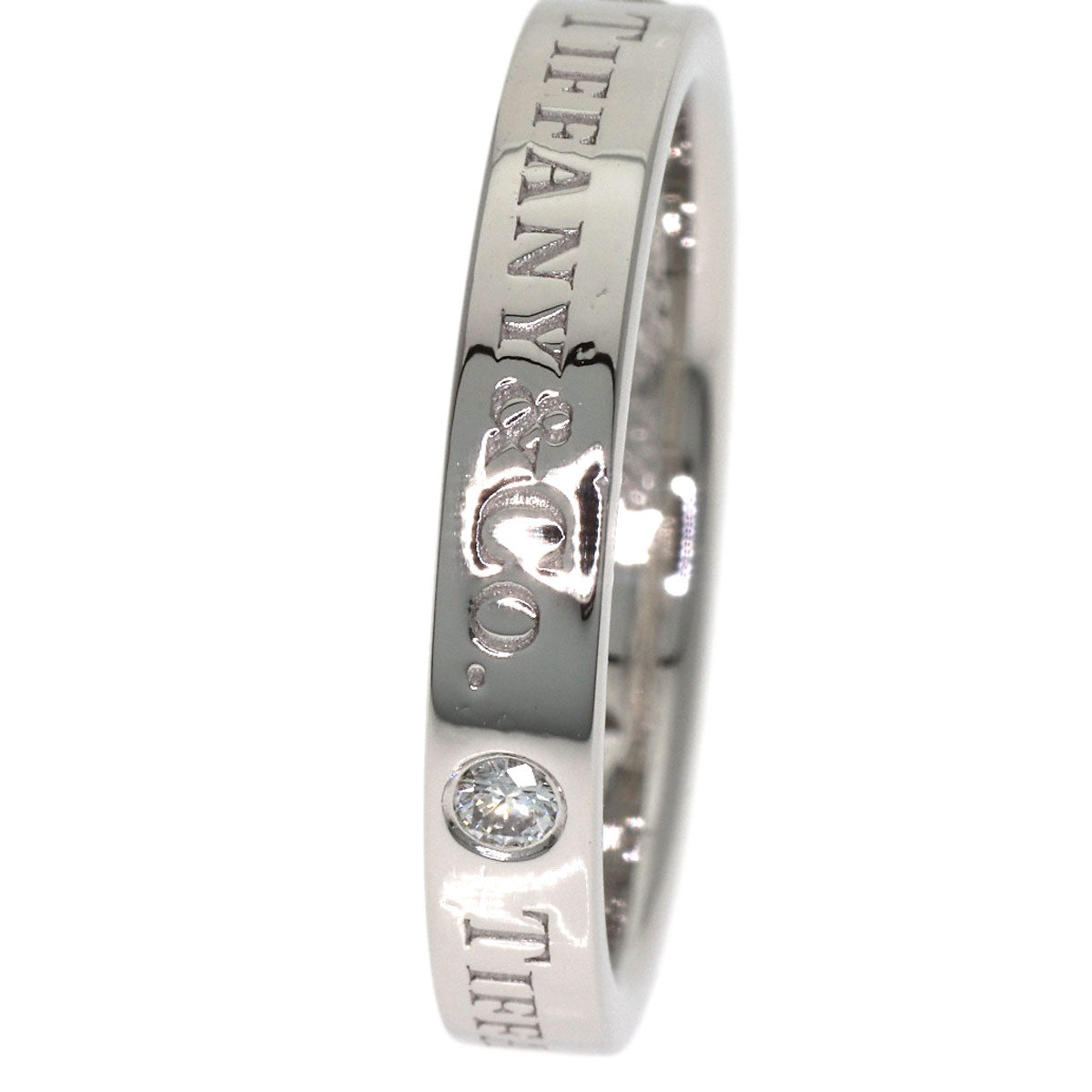 TIFFANY&Co. Flat band 3P Diamond Ring Platinum PT950 Ladies [Used]