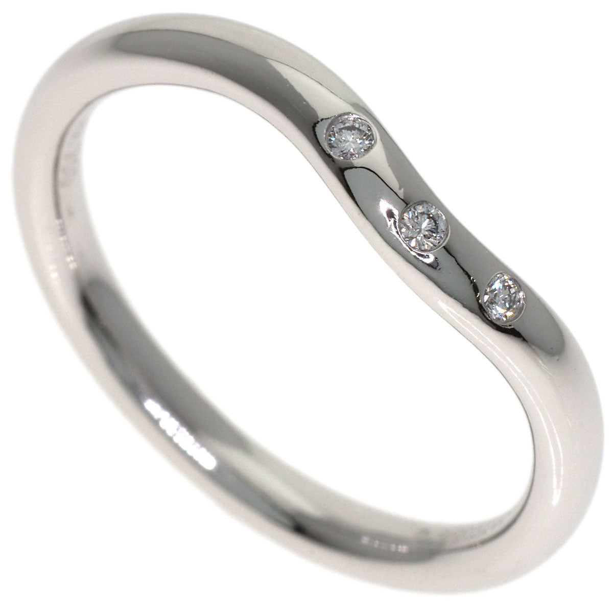 TIFFANY&Co. Curved band 3P Diamond Ring K18 White Gold Ladies [Used]