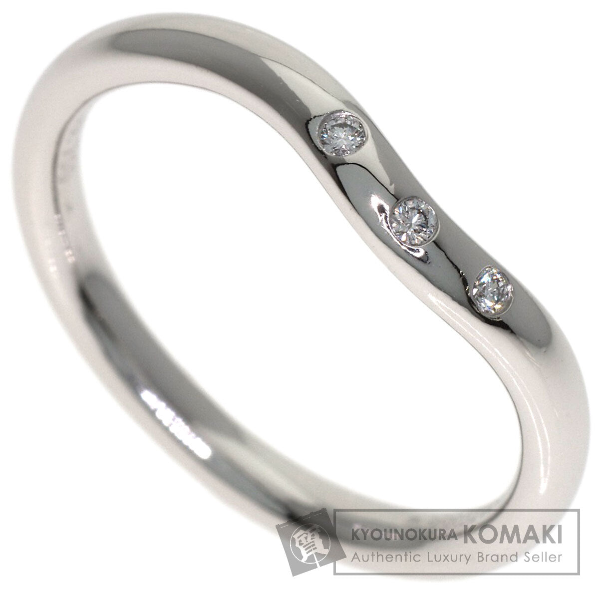 TIFFANY&Co. Curved band 3P Diamond Ring K18 White Gold Ladies [Used]