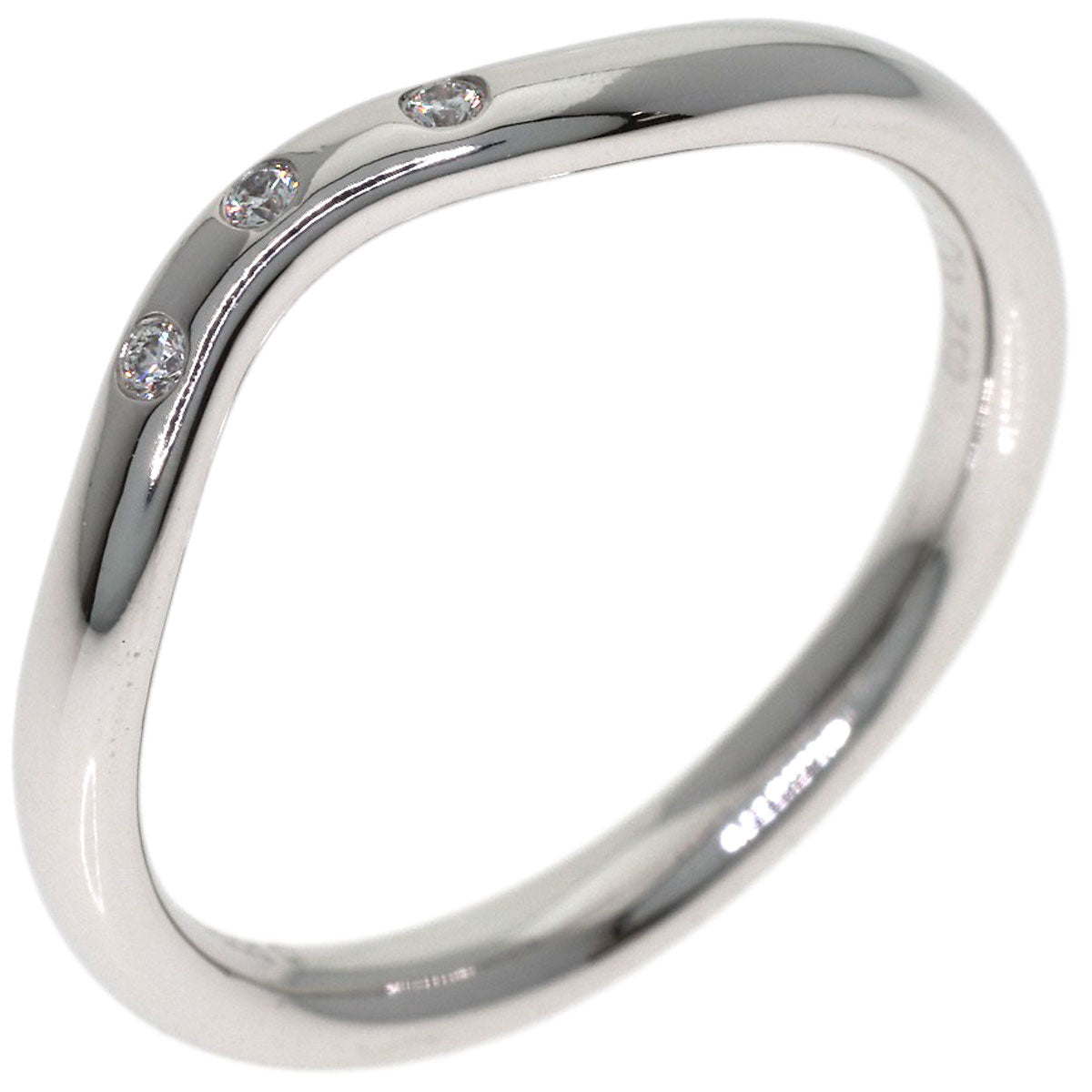 TIFFANY&Co. Curved band 3P Diamond Ring K18 White Gold Ladies [Used]