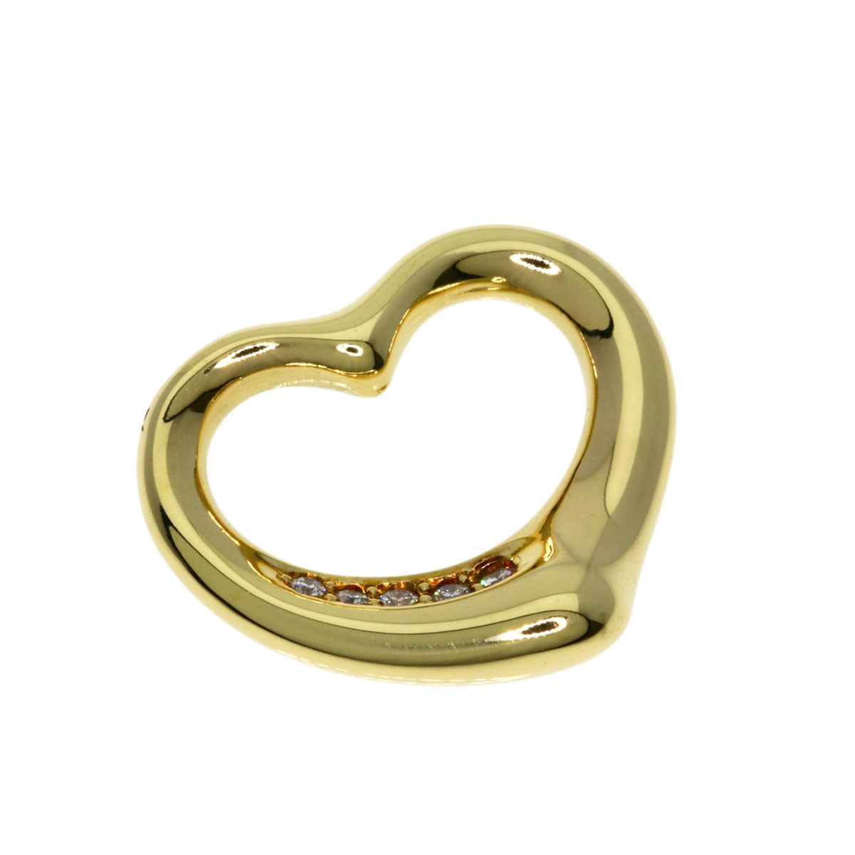 TIFFANY&Co. Open Heart Diamond Pendant top K18 Yellow Gold Ladies [Used]