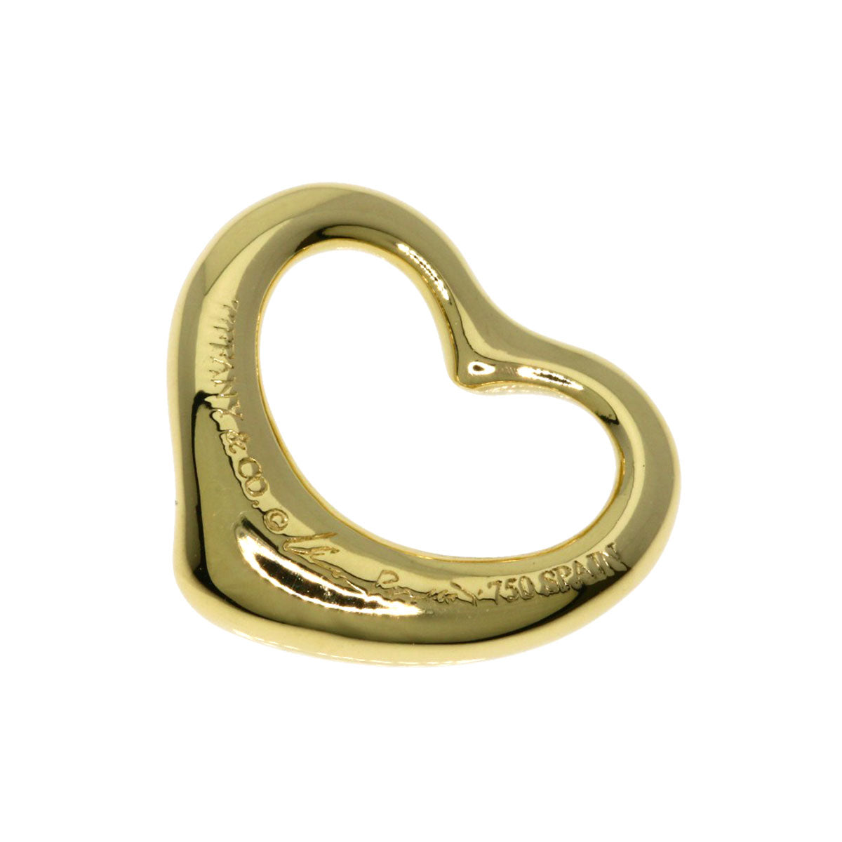 TIFFANY&Co. Open Heart Diamond Pendant top K18 Yellow Gold Ladies [Used]