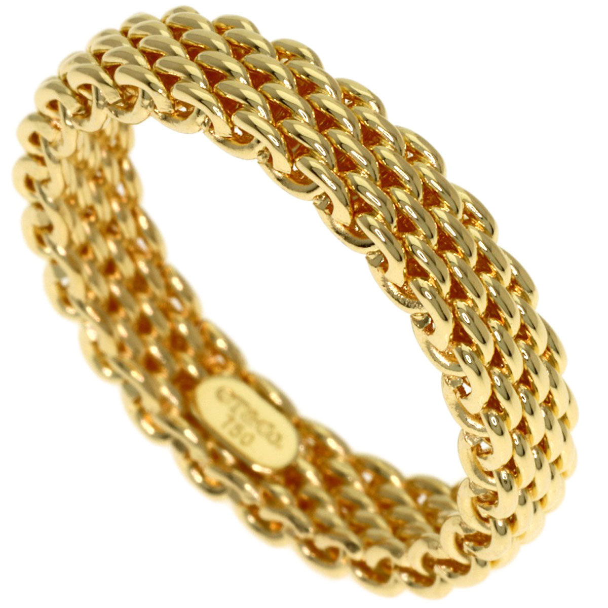 TIFFANY&Co. Somerset mesh Ring K18 Yellow Gold Ladies [Used]
