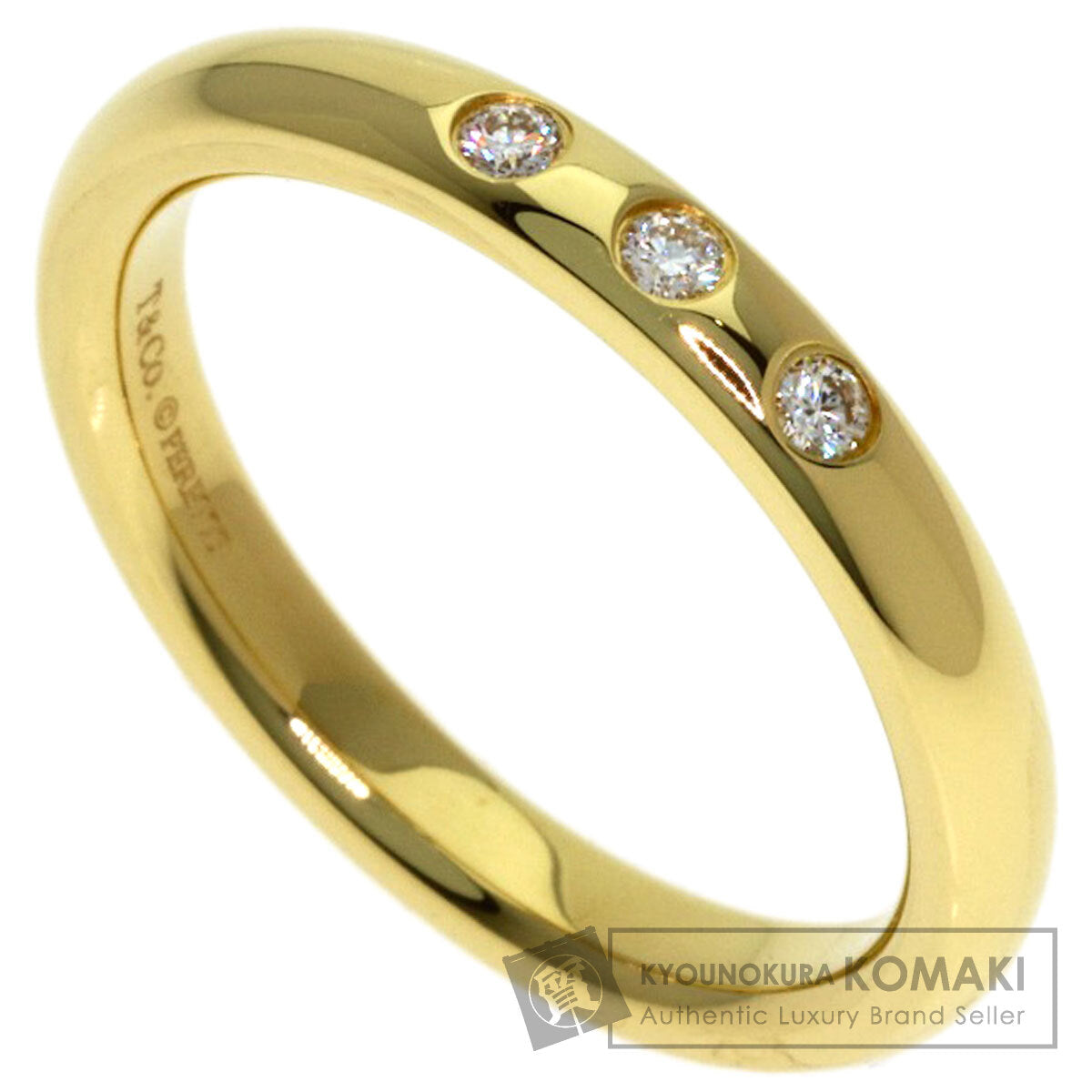TIFFANY&Co. Stacking band 3P Diamond Ring K18 Yellow Gold Ladies [Used]