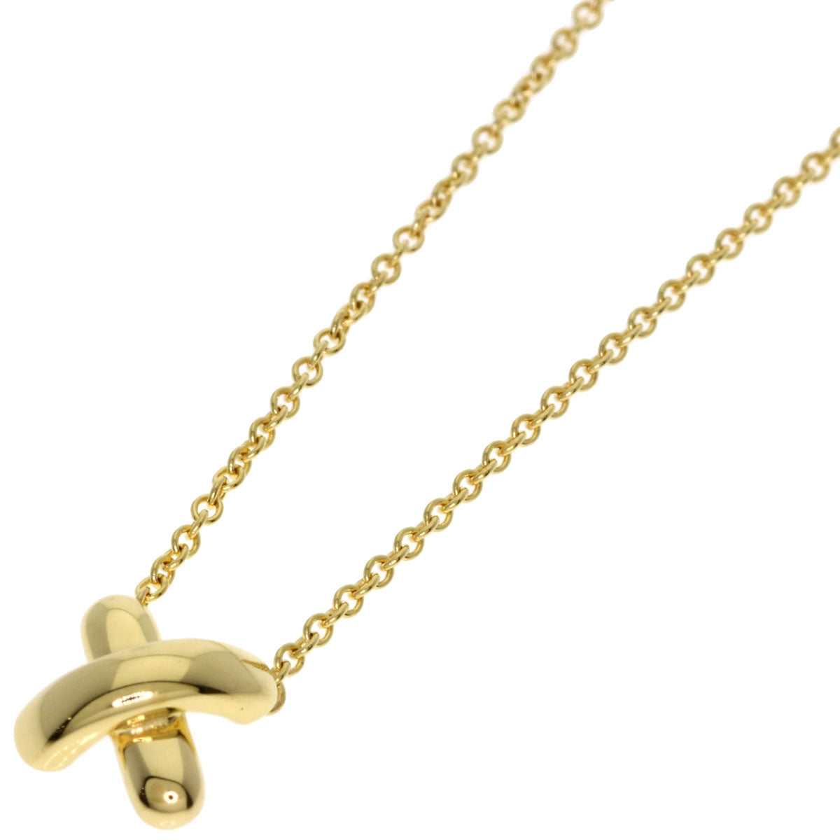 TIFFANY&Co. Cross-stitch Necklace K18 Yellow Gold Ladies [Used]