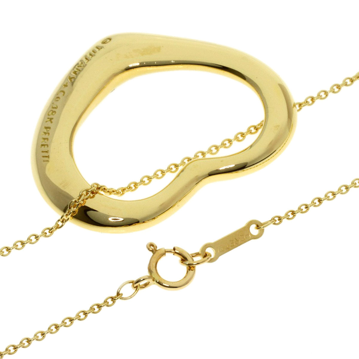 TIFFANY&Co. Open Heart Diamond Necklace K18 Yellow Gold Ladies [Used]
