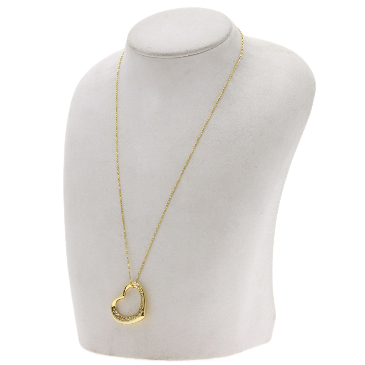 TIFFANY&Co. Open Heart Diamond Necklace K18 Yellow Gold Ladies [Used]