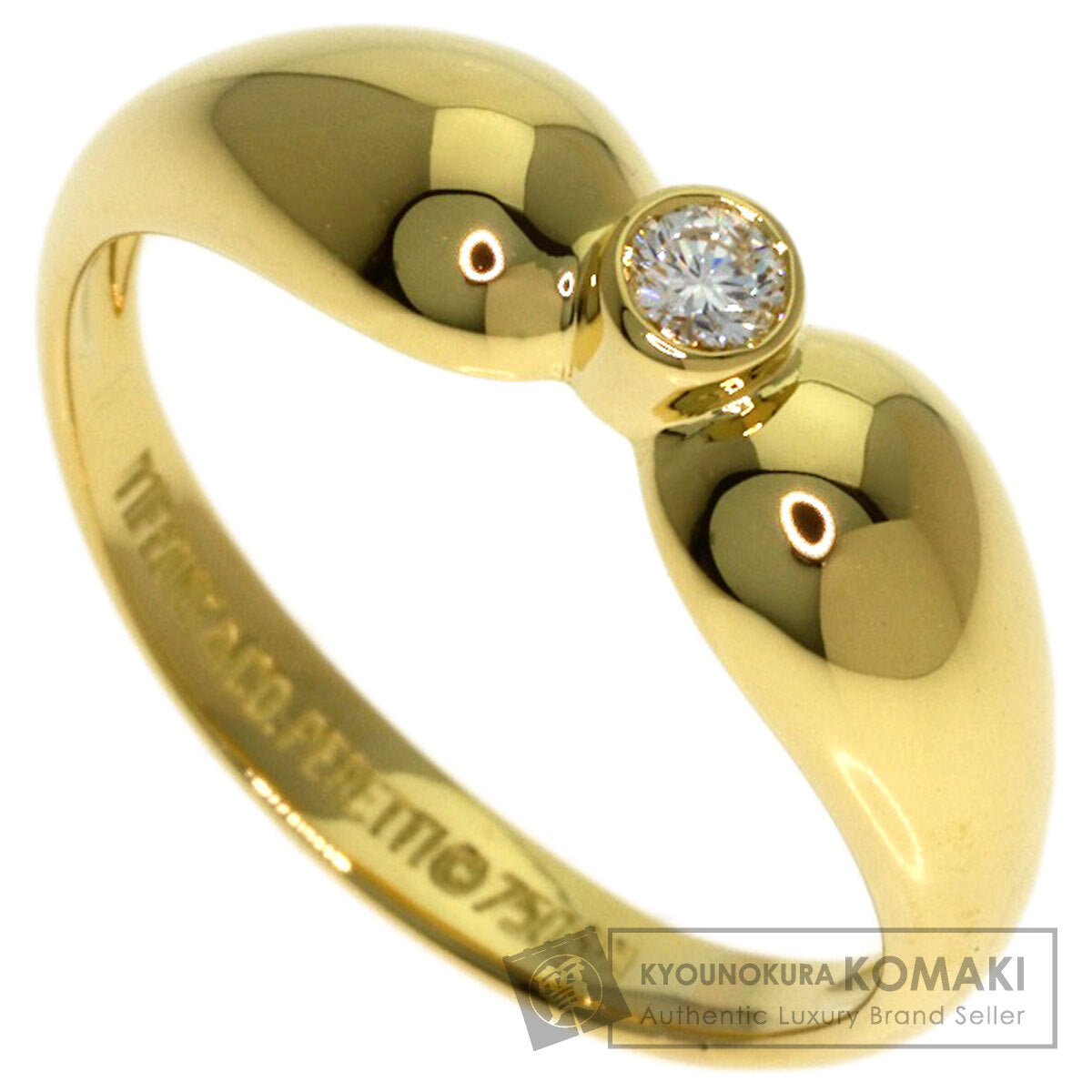 TIFFANY&Co. Double Teardrop 1P Diamond Ring K18 Yellow Gold Ladies [Used]