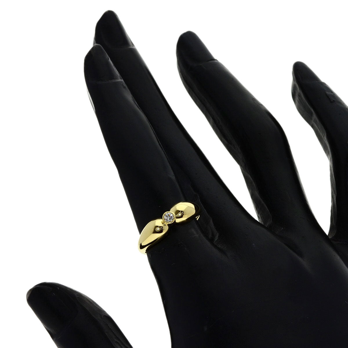 TIFFANY&Co. Double Teardrop 1P Diamond Ring K18 Yellow Gold Ladies [Used]