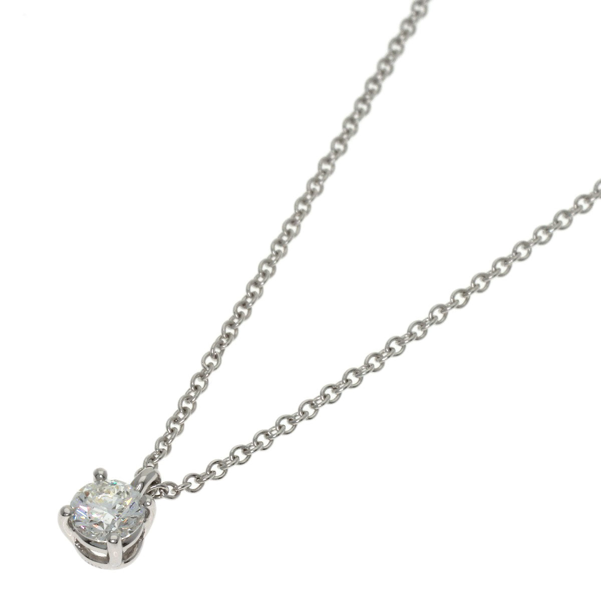 TIFFANY&Co. Solitaire Diamond Necklace Platinum PT950 Ladies [Used]