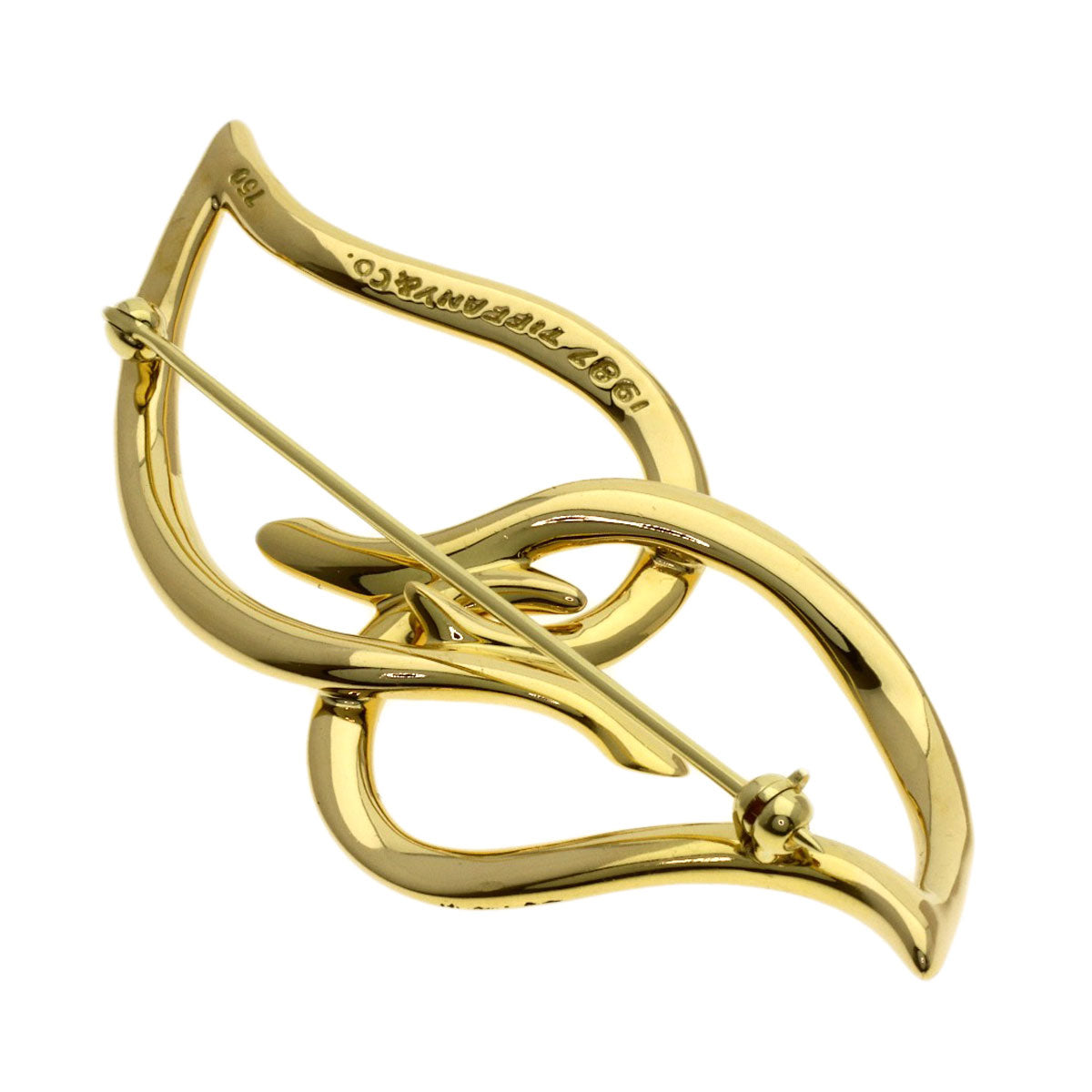 TIFFANY&Co. double leaf Brooch K18 Yellow Gold Ladies [Used]