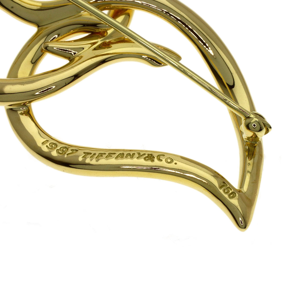 TIFFANY&Co. double leaf Brooch K18 Yellow Gold Ladies [Used]