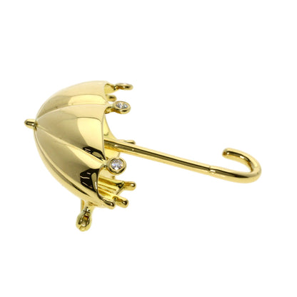 TIFFANY&Co. Umbrella 3P Diamond Brooch K18 Yellow Gold Ladies [Used]