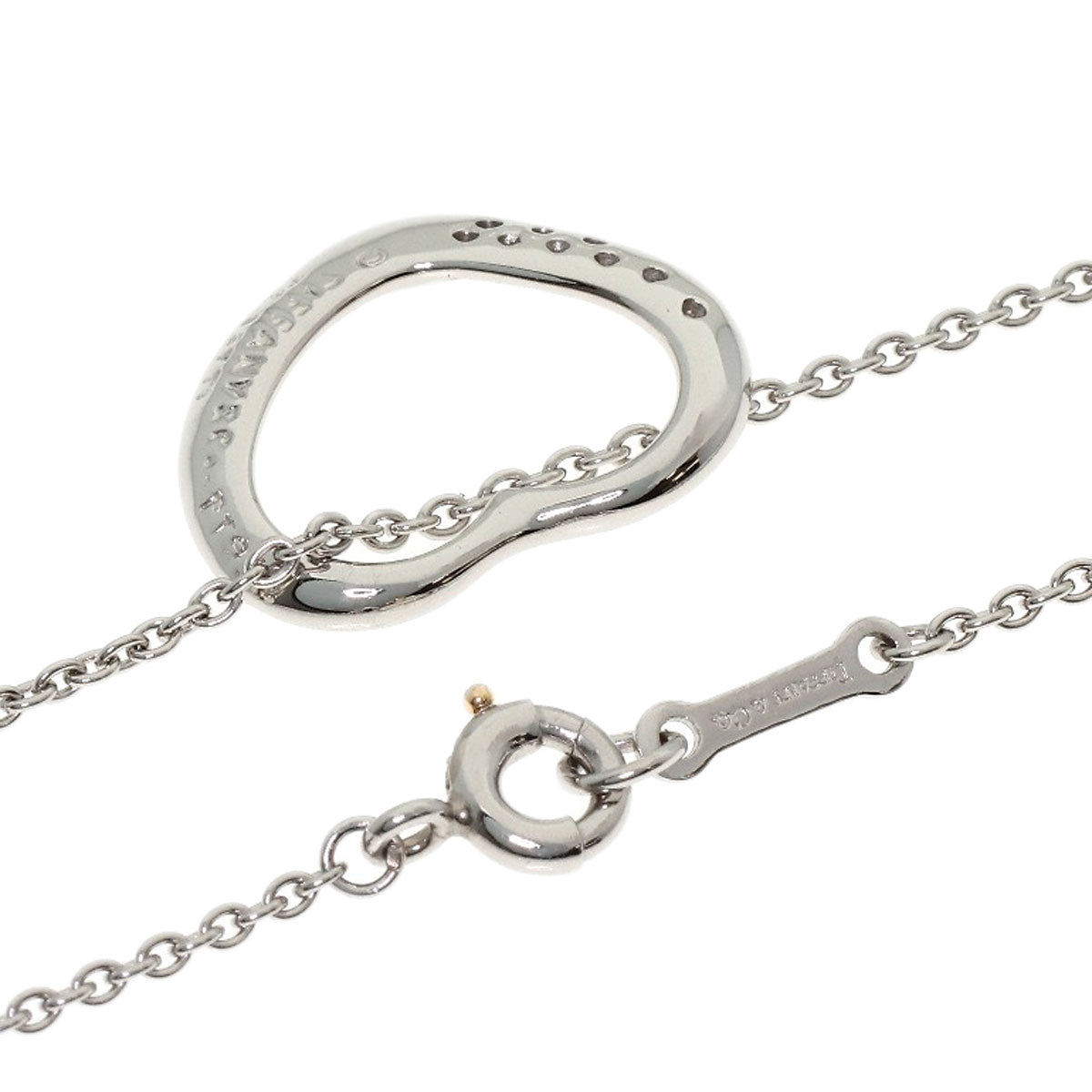 TIFFANY&Co. Open Heart Diamond Necklace Platinum PT950 Ladies [Used]