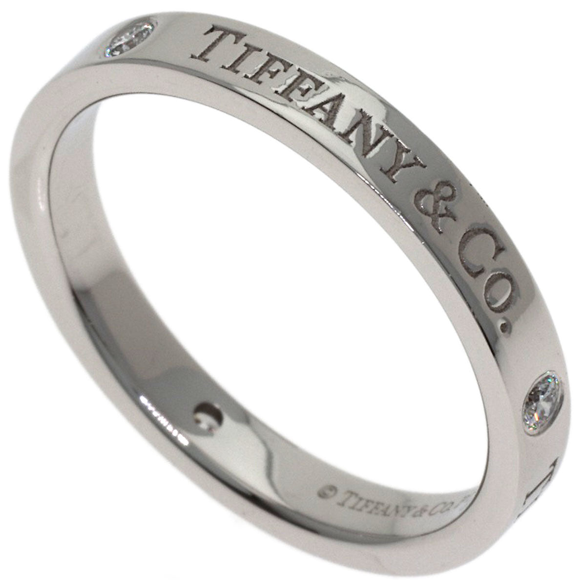 TIFFANY&Co. Flat Band 3P Diamond Ring Platinum PT950 Ladies [Used]