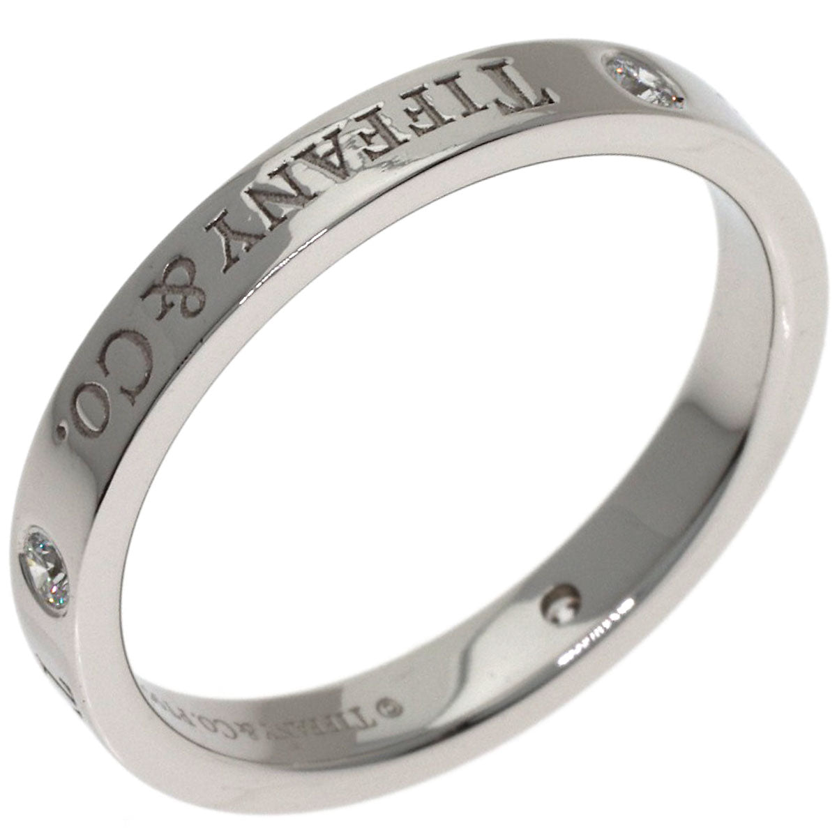 TIFFANY&Co. Flat Band 3P Diamond Ring Platinum PT950 Ladies [Used]