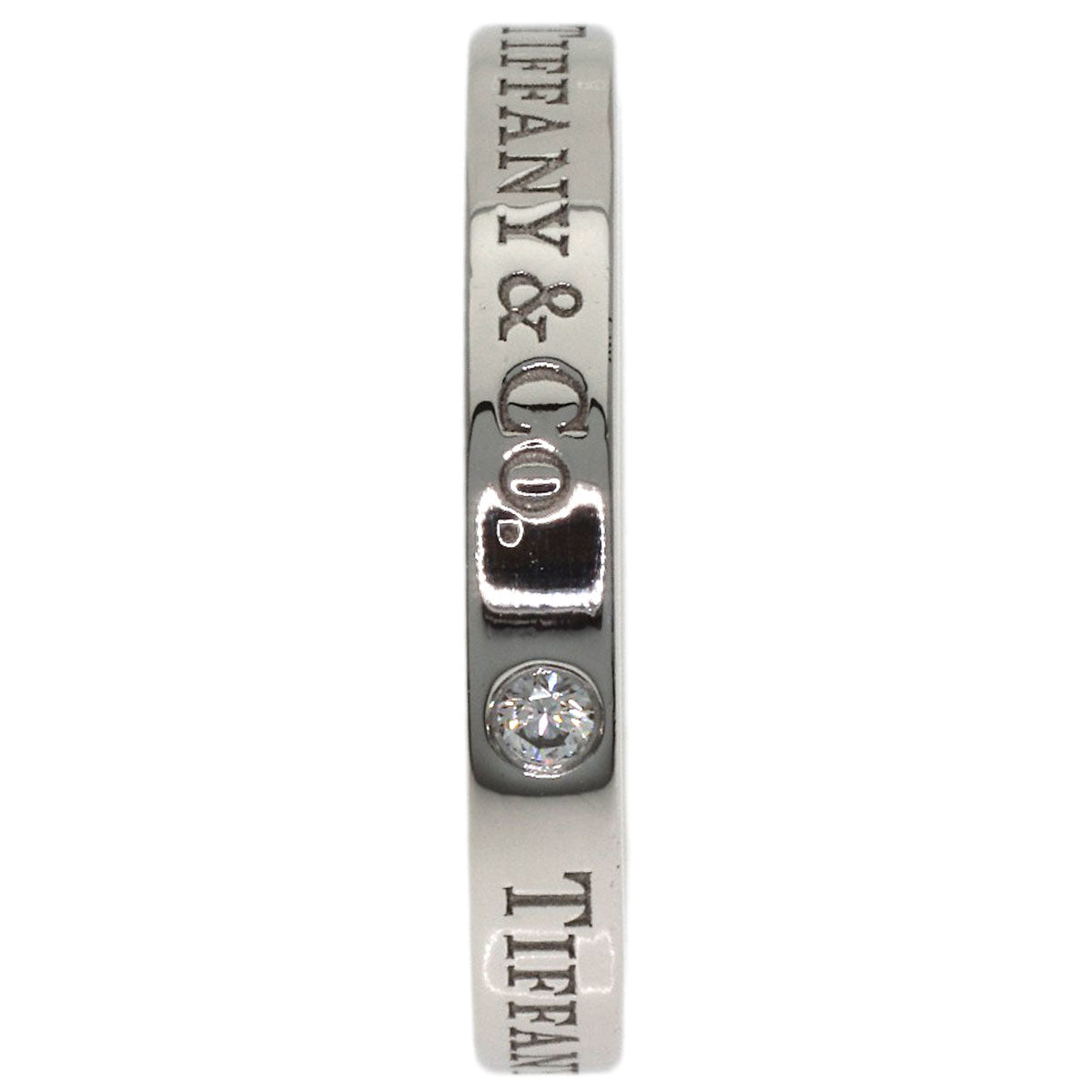 TIFFANY&Co. Flat Band 3P Diamond Ring Platinum PT950 Ladies [Used]