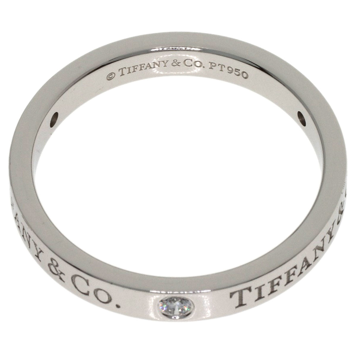 TIFFANY&Co. Flat Band 3P Diamond Ring Platinum PT950 Ladies [Used]