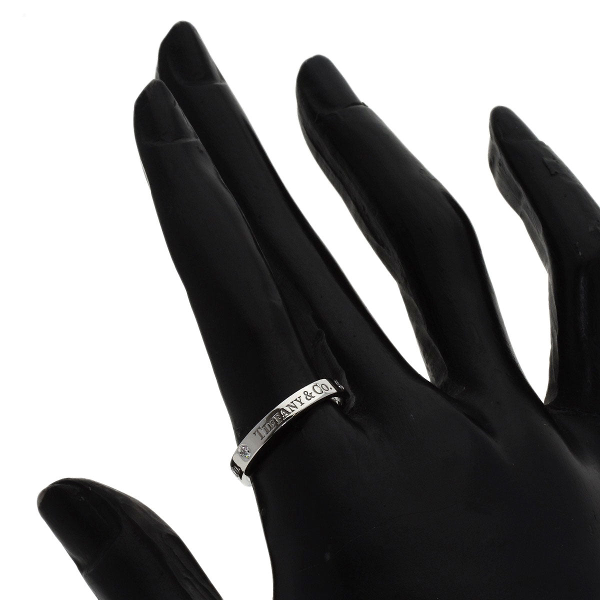 TIFFANY&Co. Flat Band 3P Diamond Ring Platinum PT950 Ladies [Used]