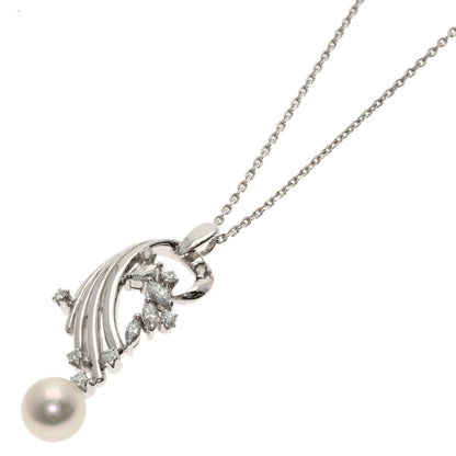 MIKIMOTO Pearl Pearl Diamond Necklace K14 White Gold Ladies [Used]