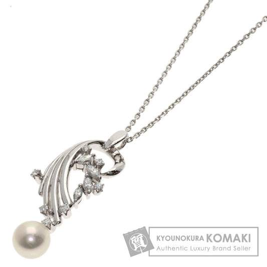 MIKIMOTO Pearl Pearl Diamond Necklace K14 White Gold Ladies [Used]