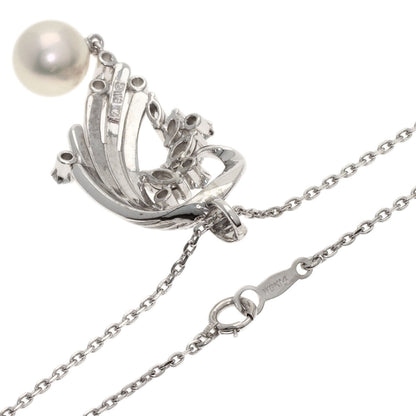MIKIMOTO Pearl Pearl Diamond Necklace K14 White Gold Ladies [Used]