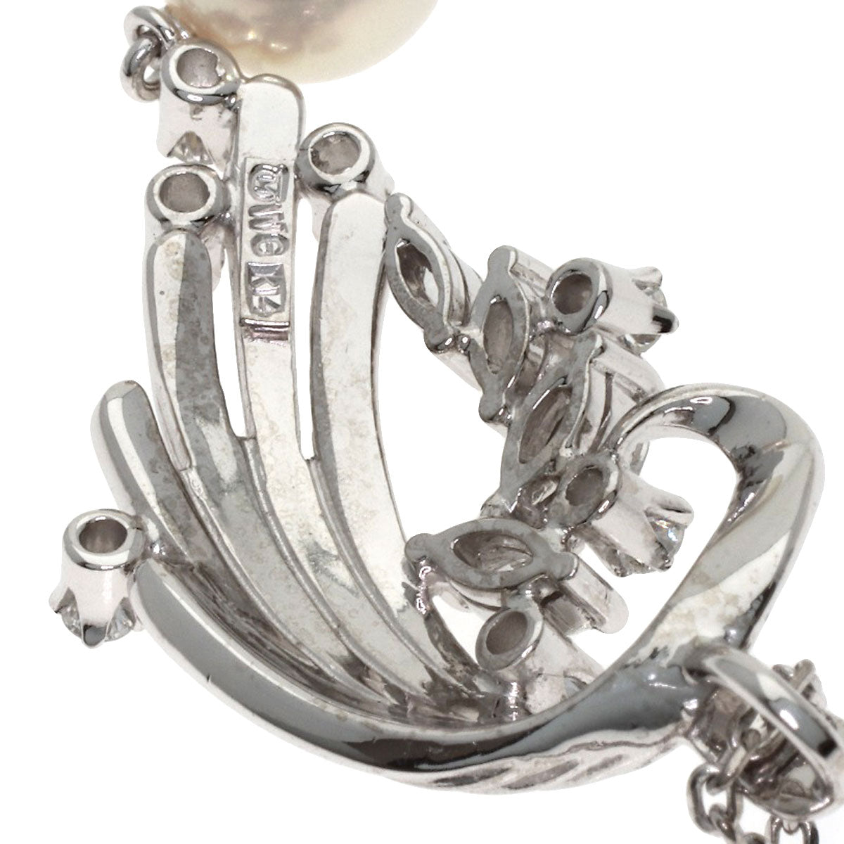MIKIMOTO Pearl Pearl Diamond Necklace K14 White Gold Ladies [Used]